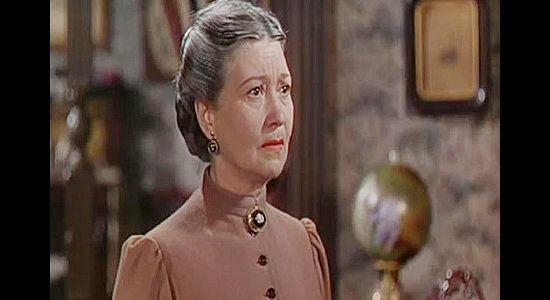 Fay Bainter as Mrs. Taylor, trying to explain why the Virginian needs to be tough on rustlers in The Virginian (1946)