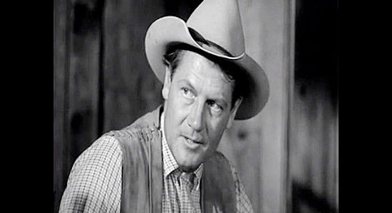 Joel McCrea as Dave Nash, the drifter who finds himself running Connie Dickason's ranch in Ramrod (1947)