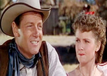 Joel McCrea as the Virginian, managing to perturb Molly Wood (Barbara Britton) yet again in The Virginian (1946)