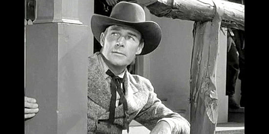 Randolph Scott as lawyer Tod Jackson, victim of a practical joke in When the Daltons Rode (1940)