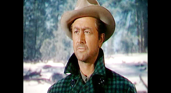 Robert Young as Nick Buckley, desperate in his search for the man who killed his horse and the man who framed him for murder in Relentless (1948)