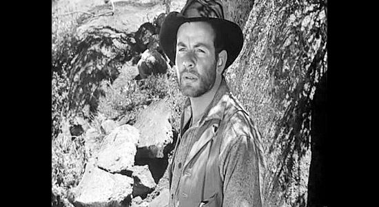 Sean McClory as Fowler, the solitary miner with a hidden sluice box in Roughshod (1949)