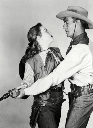 Anne Jeffreys as Cheyenne and Randolph Scott as Vance Cordell in Return of the Bad Men (1948)