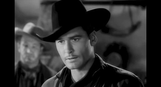 Errol Flynn as Jeb Stuart, coming face to face with John Brown in Santa Fe Trail (1940)