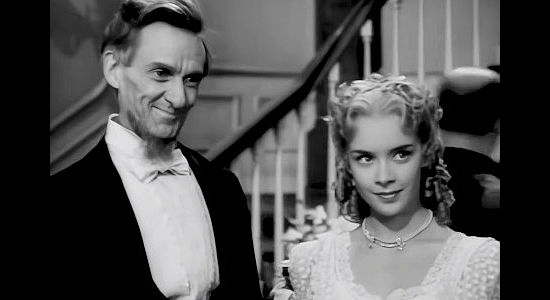 Erville Alderson as Jefferson Davis with his daughter Charlotte (Susan Peters, aka Suzanne Carnahan) in Santa Fe Trail (1940)