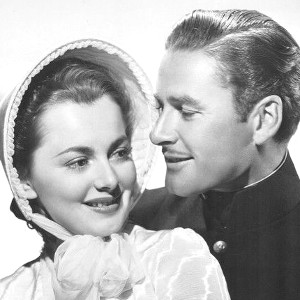 Olivia de Havilland as Kit Carson Holliday and Errol Flynn as Jeb Stuart in Sante Fe Trail (1940)