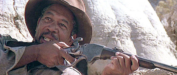 Morgan Freeman as Ned Logan, realizing killing isn't as easy as it used to be in Unforgiven (1992)