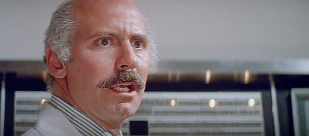 Alan Oppenheimer as the chief supervisor, realizing something has gone terribly wrong in Westworld (1973)