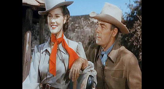 Barbara Britton as Bess Banner with Randolph Scott as Brazos Kane in Gunfighters (1947)