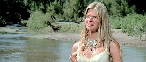 Candice Bergen as Cresta, stunned by Honus's lack of frontier savvy in Soldier Blue (1970)