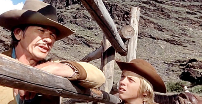 Charles Bronson as Chino Valdez with Vincent Van Patten as Jamie Wagner in Chino (1973)
