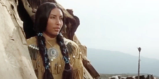 Chino's Native American lover, happy for his return in Chino (1973). Does anyone know who plays this part?