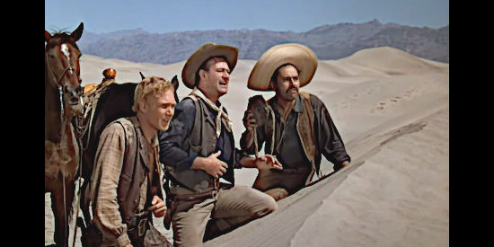 Desperate for water, William Kearney, Robert Hightower and Pedro Roco Fuente reach Mojave Tanks to discover the posse is arriving too in Three Godfathers (1948)