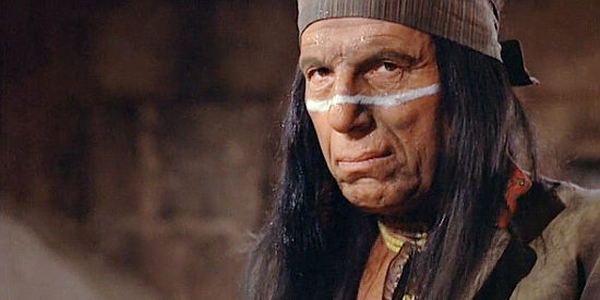 Iron Eyes Cody as Santana, leader of the Apache braves who agree to fight alongside Luke and Jaroo in El Condor (1970)