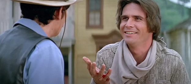 James Brolin as John Blane, realizing he's suffered a real bullet wound in Westworld (1973)