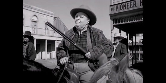 Jane Darwell as Jenny Grier, ready to ride along with the lynching party in The Ox-Bow Incident (1943)