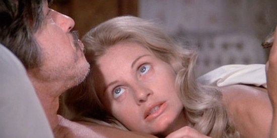 Jill Ireland as Amanda Starbuck, in bed with Graham Dorsey in From Noon Till Three (1975)