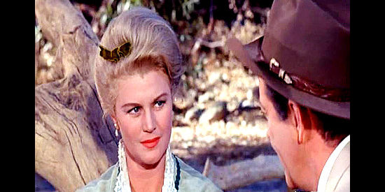 Joan Caulfield as Sharleen Travers, the woman Sam Brassfield plans to marry in Cattle King (1963)