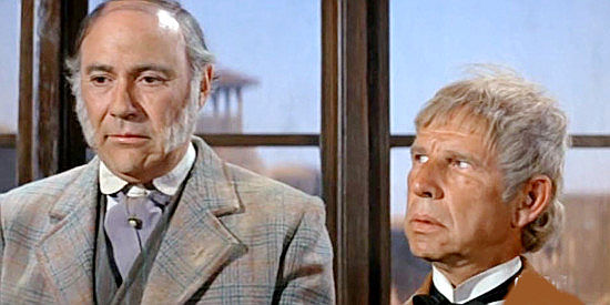 John Randolph as Cyrus McNutt and Hume Cornyn as Duley Whinner, fraudsters caught in the act in There Was a Crooked Man (1970)