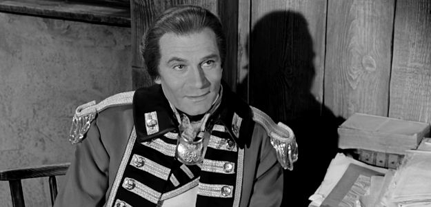 Laurence Olivier as Gen. Burgoyne, the man who holds the life of American colonists in his hands in The Devil's Disciple (1959)