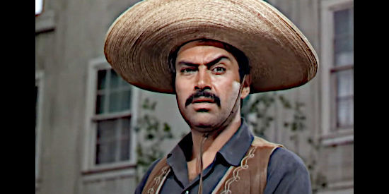 Pedro Armendariz as Pedro Roco Fuente, arriving in Welcome, Ariz., with two partners to rob a bank in Three Godfathers (1948)