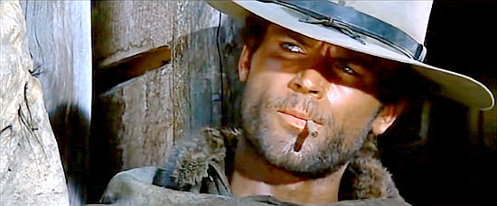 Terence Hill as Cat Stevens, a gunman who finds refuge with a circus in Boot Hill (1969)