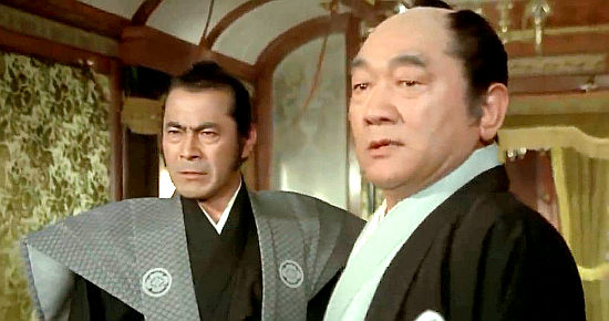 Tetsu Nakamura as the Japanese Ambassador with Toshiro Mifune as Kuroda in Red Sun (1971)