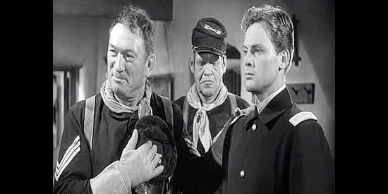Victor McLaglen as Sgt. Mulcahy formally introducing 2nd Lt. Michael O'Rourke (John Agar) to Philadelphia in Fort Apache (1948)