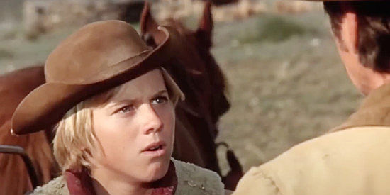 Vincent Van Patten as Jamie Wagner, thrilled at the prospect of working for Chino in Chino (1973)