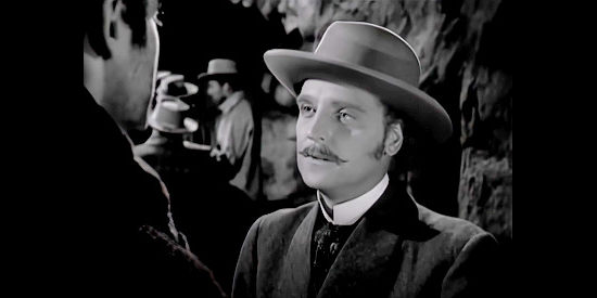 George Meeker as Mr. Swanson, Rose's new husband, setting the record straight with Gil Carter in The Ox-Bow Incident (1943)