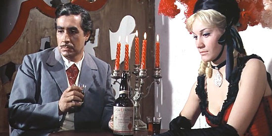 Luigi Batzella (Paul Solvay) as Morgan, the banker, with his co-conspirator Sherry in The Last Gun (1964)