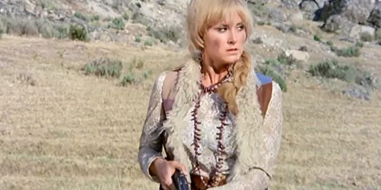 Diana Sorel as Bridgette, a woman whose dire situation gets worse in Benson City in Matalo (1970)