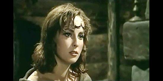 Iran Eory as Gwen Burnett, rescued from a storm by Johnny Walscott in Man from the Cursed Valley (1964)
