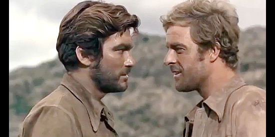 Ivan Rassimov (Sean Todd) as Daniel and Gianni Garko as Brian have a difference of opinion in The Taste of Vengeance (1969)