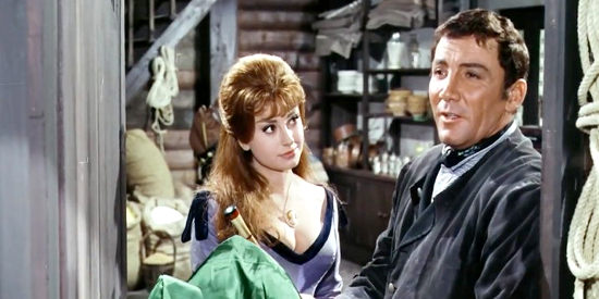 Janet with shopkeeper boyfriend Bill (Cameron Mitchell), who says he doesn't believe in gunplay in The Last Gun (1964)