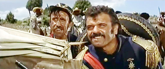 Jesus Guzman as Augustine with his commander Gen. Valiente (Tano Cimarosa) in Death on a High Mountain (1969)