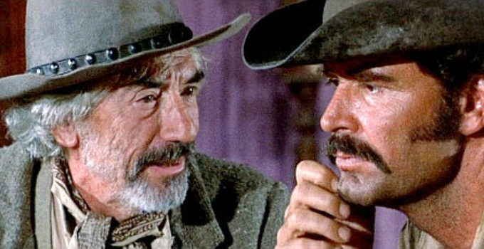 John Marley as the old man, tempting Sledge (James Garner) with stories of a fortune in gold in A Man Called Sledge (1970)