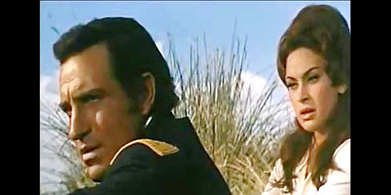 Marta Padovan as Mary McQueen with her fiancee Maj. Harvey Brooks (Mariano Vidal Molina)  in The Secret of Captain O'Hara (1968)