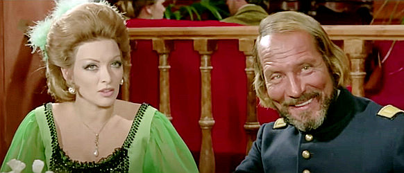 Piero Lulli as Maj. Garrett introducing Moira (Linda Veras) to 'Doc' Harrison in Chapaqua's Gold (1970)