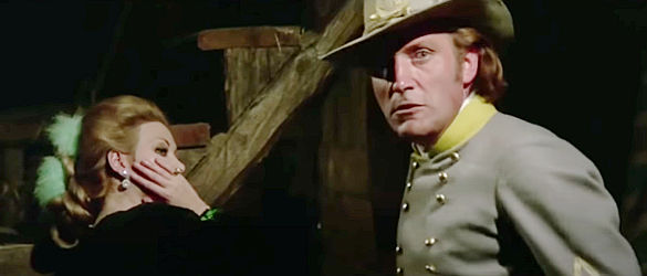 Rik Battaglia as Murphy, the fromer Conderate officer tormenting northerners Moira (Linda Veras) and 'Doc' in Chapaqua's Gold (1970)