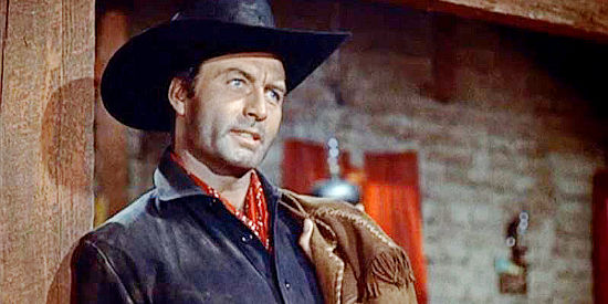 George Montgomery as 'Tex', aka Jim Hall, stepping into the middle of a feud between rival gangs in Robbers' Roost (1955)