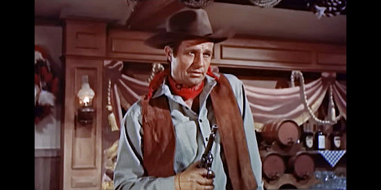 Jim Davis as Ed Newton, leader of the lawless faction in Mission, Texas, in The Lawless Breed (1957)