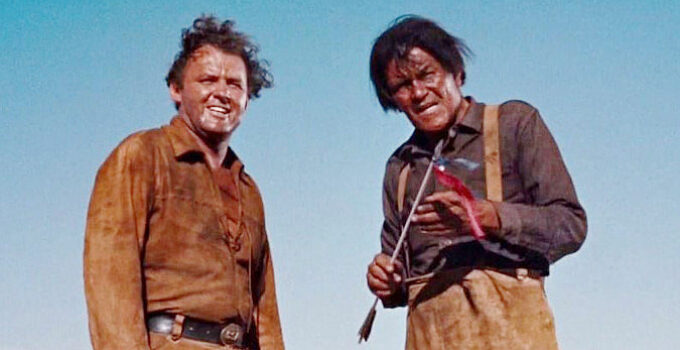 Rod Steiger as O'Mera and Jay C. Flippen as Walking Coyote, about to being the run in Run of the Arrow (1957)