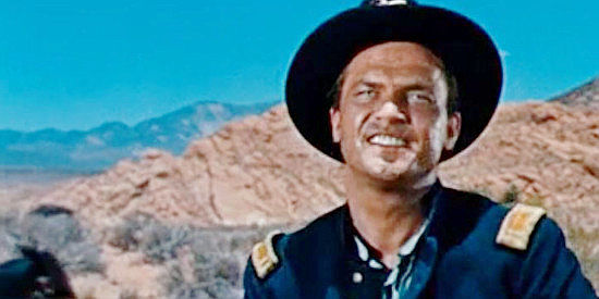 Ralph Meeker as Lt. Driscoll, eager for glory any way he can achieve it in Run of the Arrow (1957)