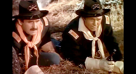 Stephen Chase as Col. Drumm and Jim Davis as Lt. Spaulding, ready to attack a Sioux village in Cavalry Scout (1951)