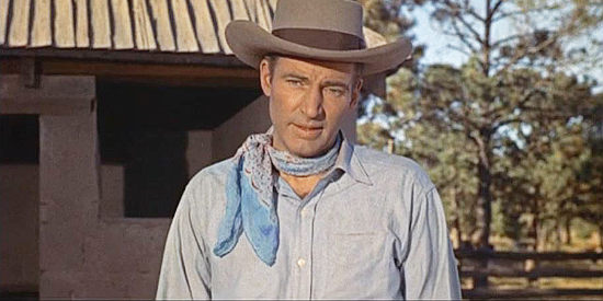 William Hopper as Robert Bell, the man who would help Herrick hang onto his ranch for a price -- Helen's hand in marriage -- in Robbers' Roost (1955)