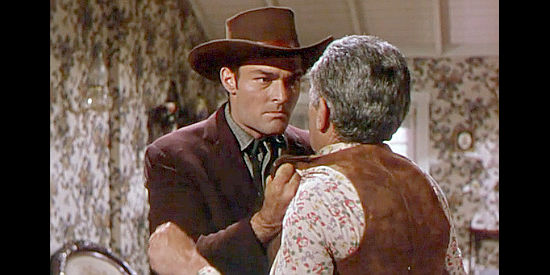 John Russell as Hugh Clagg, a man obsessed with Nan Melotte in Man in the Saddle (1951)