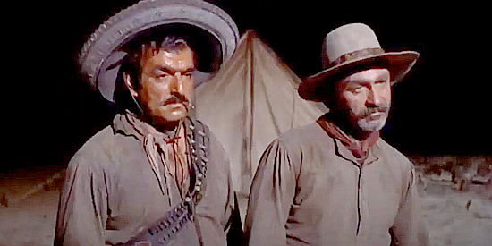 Pete Makakos as Ramos and Keenan Wynn as Hook, two of Avery's hired guns in The Marauders (1955)