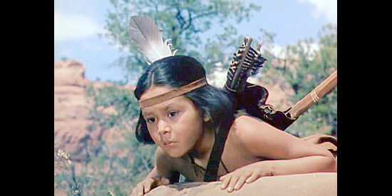 Anthony Numkena as Comes Running, the Indian boy who adopts Duncan MacDonald as his idol in Pony Soldier (1952)