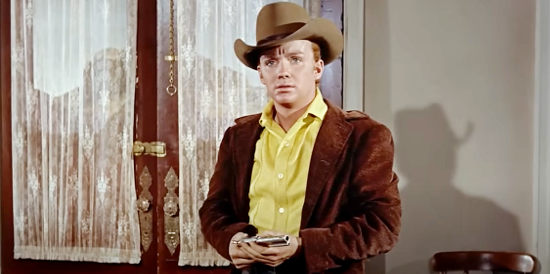 Ben Cooper as Turkey Ralston, shown he isn't the fastest gun around in Johnny Guitar (1954)